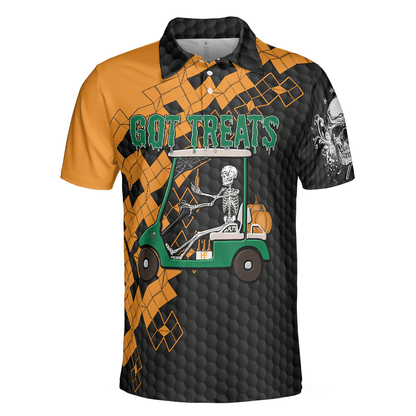 Men Golf Polo Shirt - Got Golf And Got Treat Skull , Halloween Men Golf Polo Shirt - Perfect Polo Shirt For Men, Golfers - Amzanimalsgift