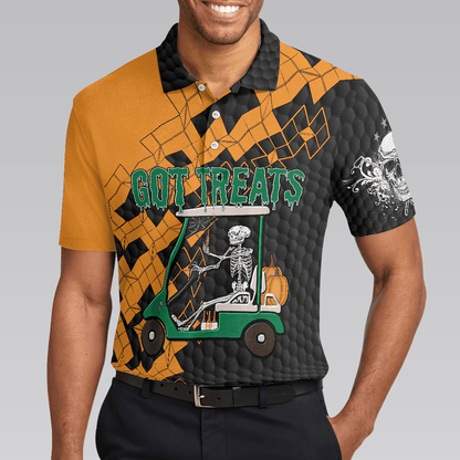 Men Golf Polo Shirt - Got Golf And Got Treat Skull , Halloween Men Golf Polo Shirt - Perfect Polo Shirt For Men, Golfers - Amzanimalsgift