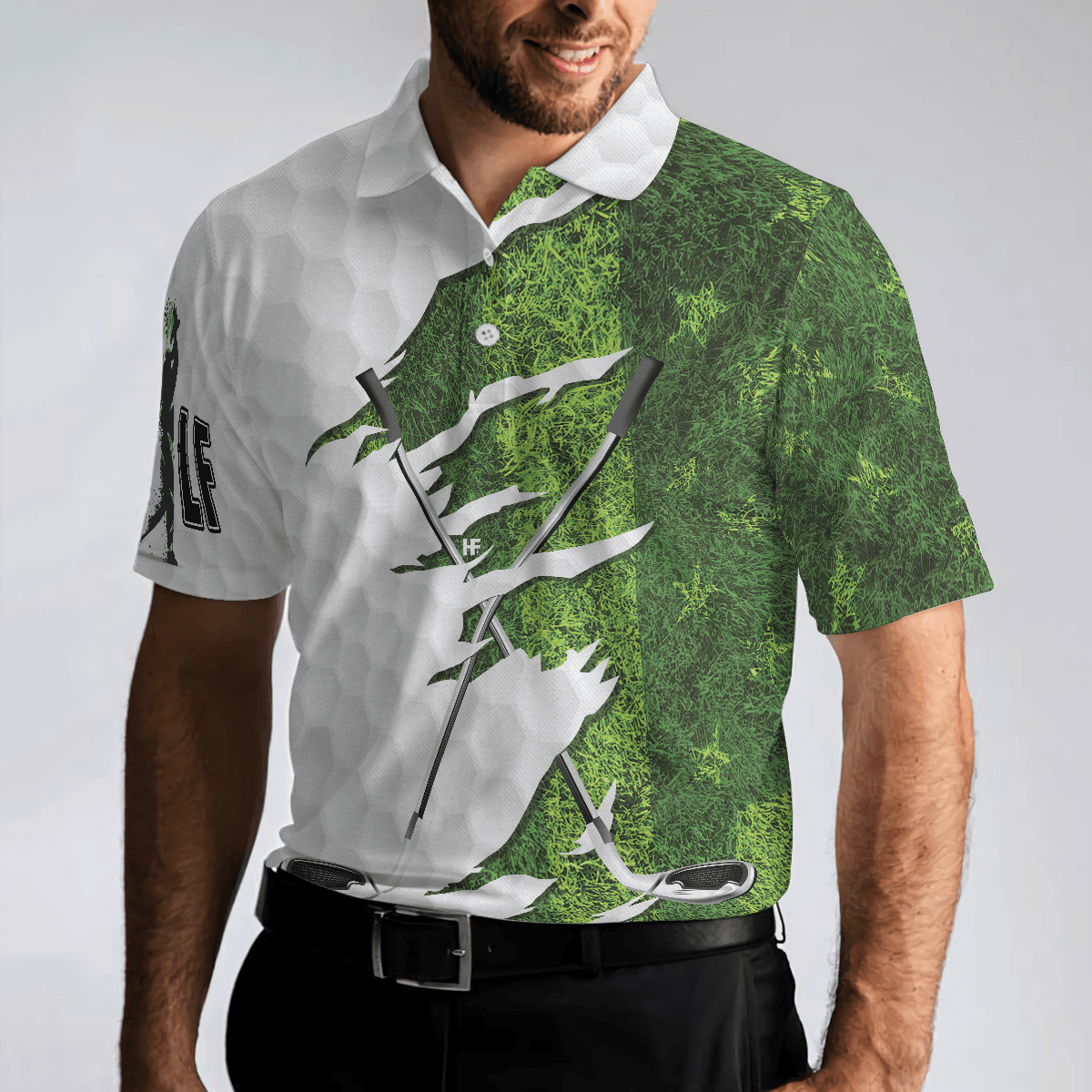 Men Golf Polo Shirt - Green American Flag Men Polo Shirt, Golf Ripped Clubs & Course American Golfer Polo Shirt, Patriotic Golf Shirt For Men - Amzanimalsgift