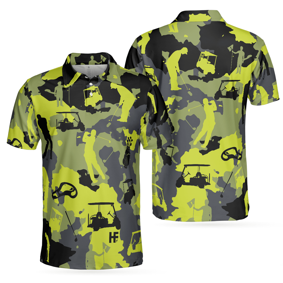 Men Golf Polo Shirt - Green And Grey Camouflage, Military Streetwear, Camo Men Golf Polo Shirt - Perfect Polo Shirt For Men, Golfers - Amzanimalsgift