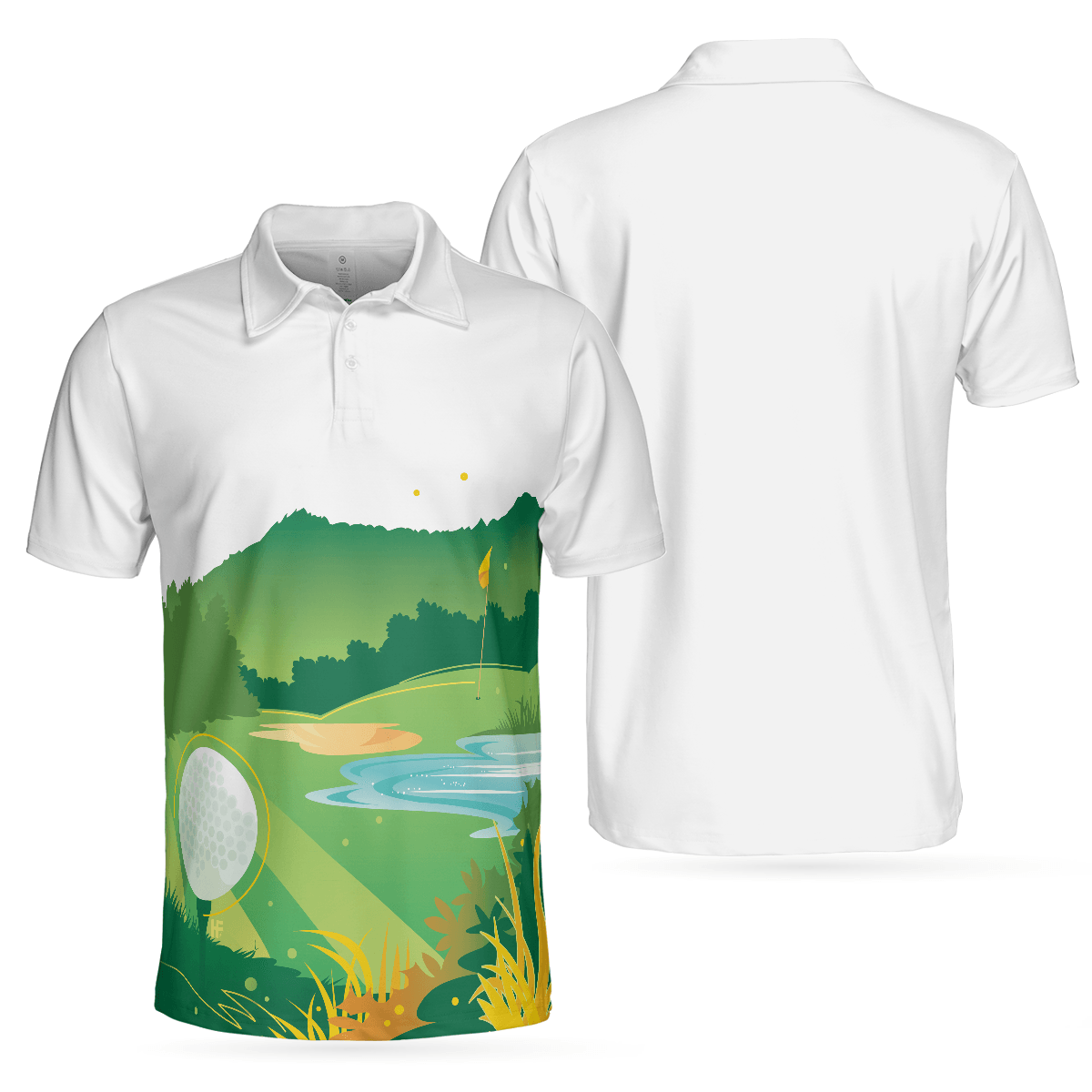 Men Golf Polo Shirt - Green Golf Course All Over Print Men Polo Shirt, Unique Golf Shirt For Men - Perfect Polo Shirt For Men, Golfers - Amzanimalsgift