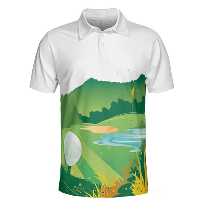 Men Golf Polo Shirt - Green Golf Course All Over Print Men Polo Shirt, Unique Golf Shirt For Men - Perfect Polo Shirt For Men, Golfers - Amzanimalsgift