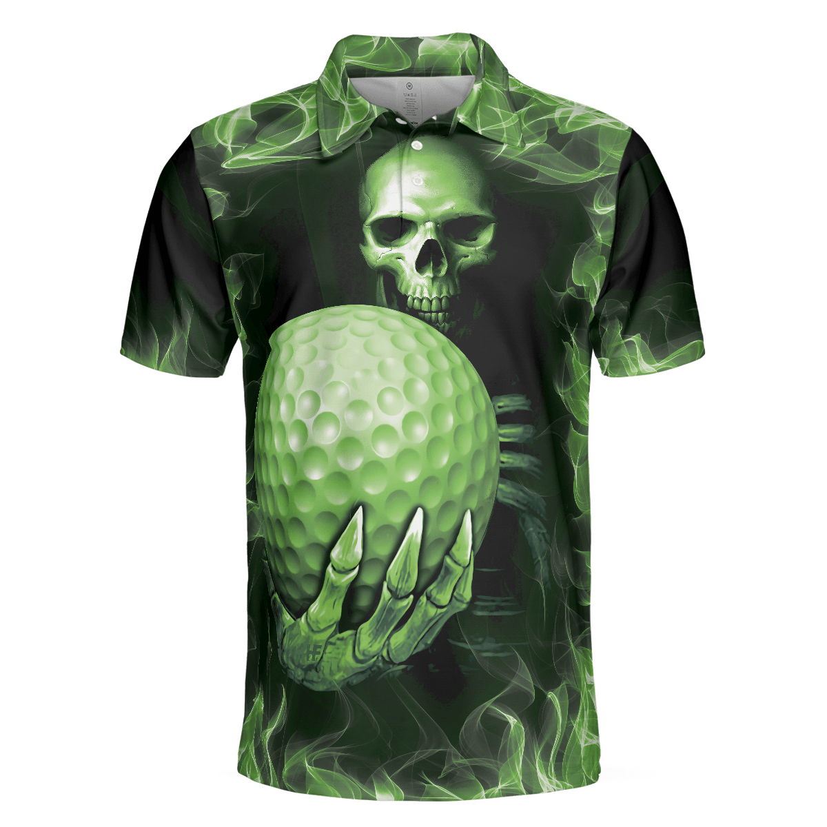 Men Golf Polo Shirt - Green Skull Golf Shirt Design, Scary Men Golf Polo Shirt - Perfect Polo Shirt For Men, Golfers - Amzanimalsgift