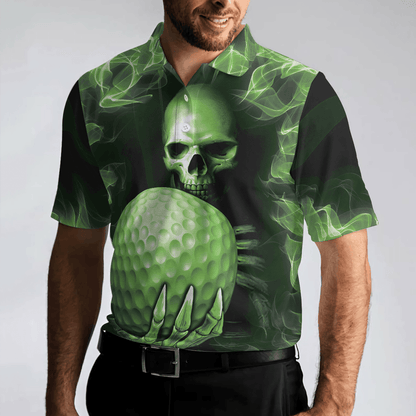 Men Golf Polo Shirt - Green Skull Golf Shirt Design, Scary Men Golf Polo Shirt - Perfect Polo Shirt For Men, Golfers - Amzanimalsgift
