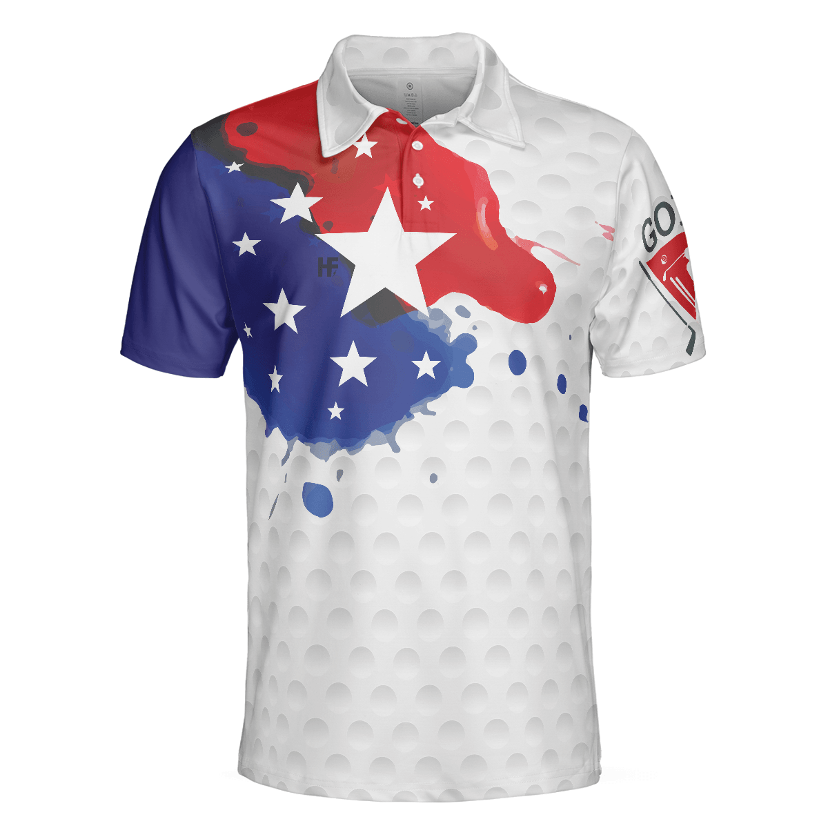 Men Golf Polo Shirt - Grunge Style American Flag Men Polo Shirt, Golf Pattern Wet Paint Polo Shirt, Patriotic Golf Shirt For Men - Amzanimalsgift