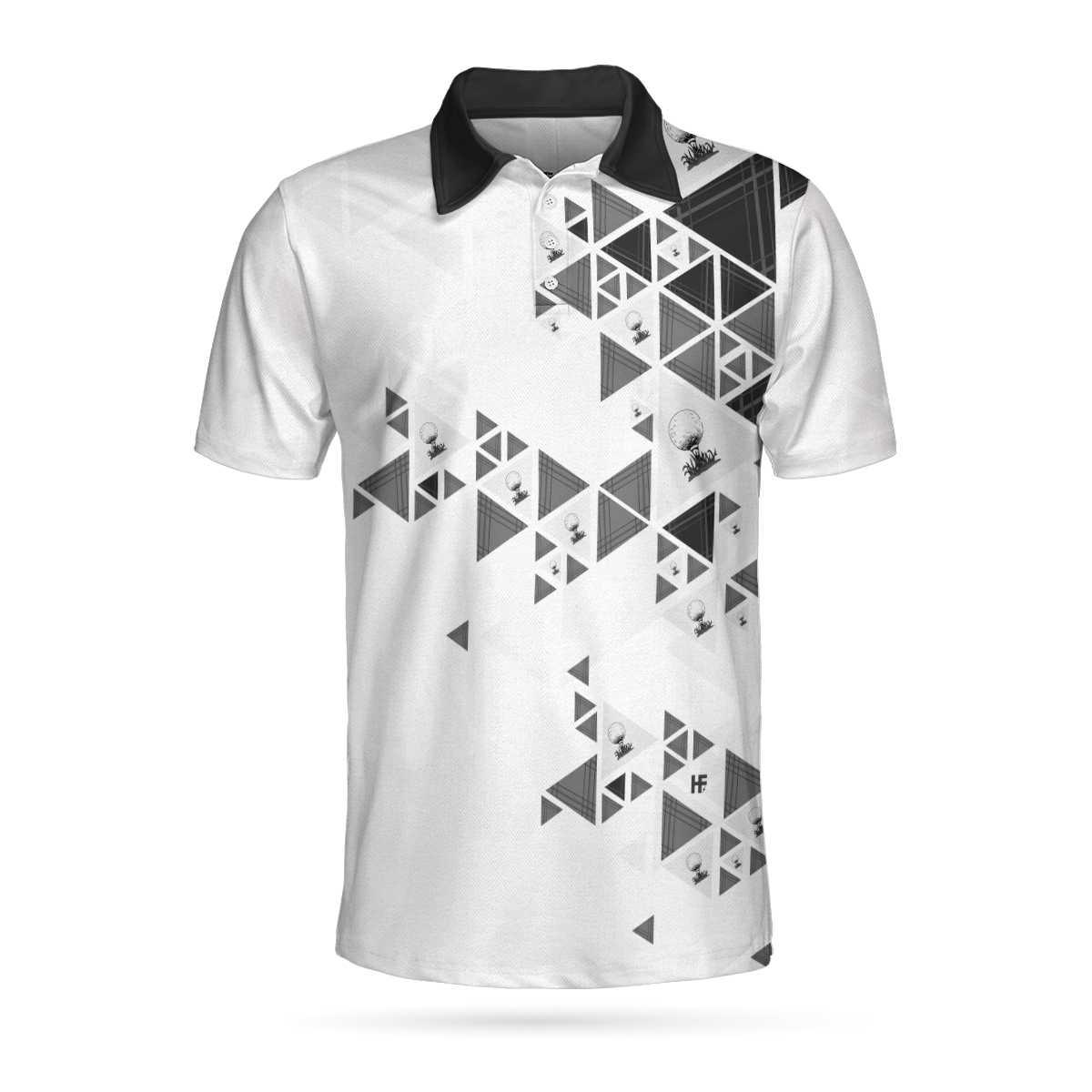 Men Golf Polo Shirt - I Don't Get Older I Level Up Golf Polo Shirt, Black And White Geometric Golf Shirt For Men - Perfect Polo Shirt For Men, Golfers - Amzanimalsgift