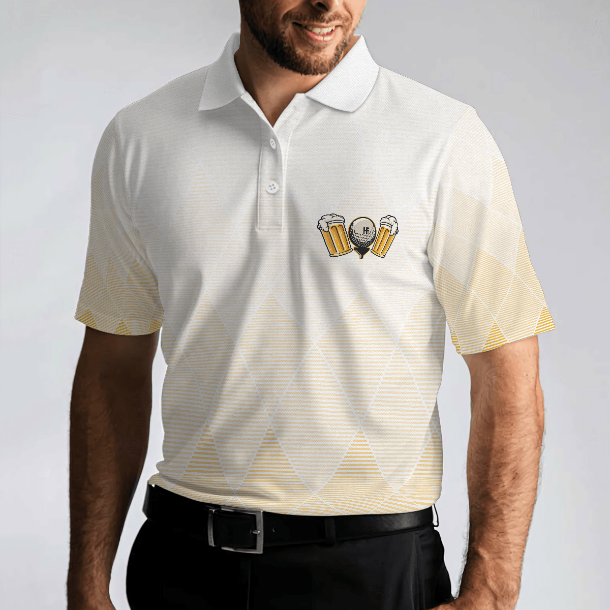 Men Golf Polo Shirt - I Drink I Drive And I Know Things Argyle Pattern Golf Polo Shirt, Golf Shirt For Beer Lovers, Best Gift For Men - Amzanimalsgift