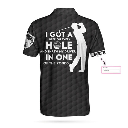Men Golf Polo Shirt - I Got A Hole In One Custom Polo Shirt, Personalized Golf American Flag Polo Shirt, Cool Golf Shirt For Men - Amzanimalsgift