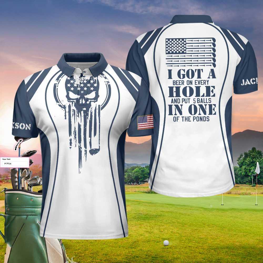 Men Golf Polo Shirt - I Got A Hole In One Golf Custom Polo Shirt, Personalized Skull Golf Shirt For Men, Best Gift For Men, Golf Lover - Amzanimalsgift