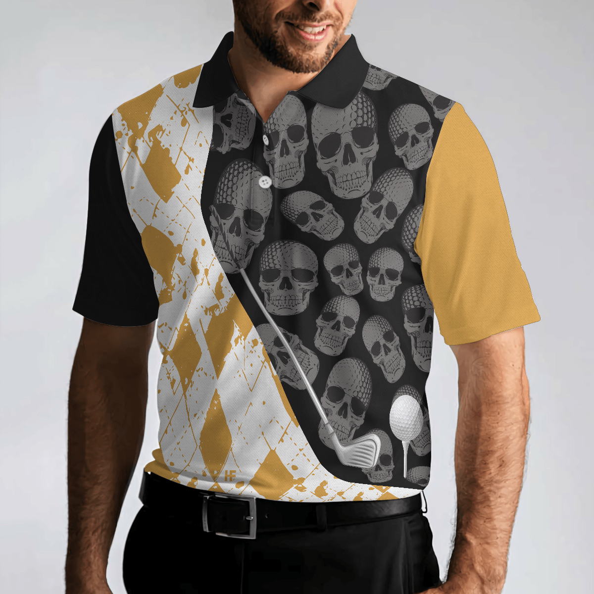 Men Golf Polo Shirt - I Just Want To Drink Beer Play Golf And Take Naps Polo Shirt, Yellow Argyle Pattern Golfing Shirt For Men - Amzanimalsgift