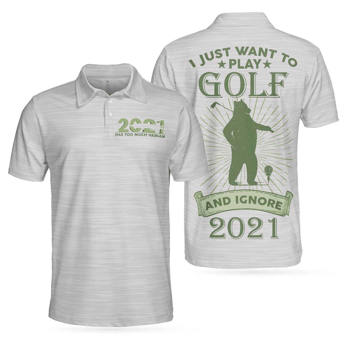 Men Golf Polo Shirt - I Just Want To Play Golf And Ignore Bear Golf Polo Shirt For Men, Custom Best Gift For Golfers - Amzanimalsgift