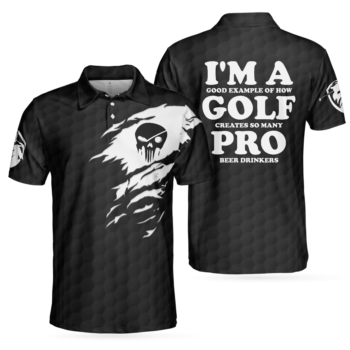 Men Golf Polo Shirt - I'm A Golf Pro Golf Polo Shirt, Black And White Skull Golf Shirt, Basic Golf Sayings Shirt For Men, Golfers - Amzanimalsgift