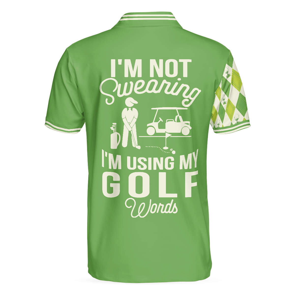 Men Golf Polo Shirt - I'm Not Swearing I'm Using My Golf Words Polo Shirt, Green Argyle Pattern Golf Shirt For Men, Golfers - Amzanimalsgift