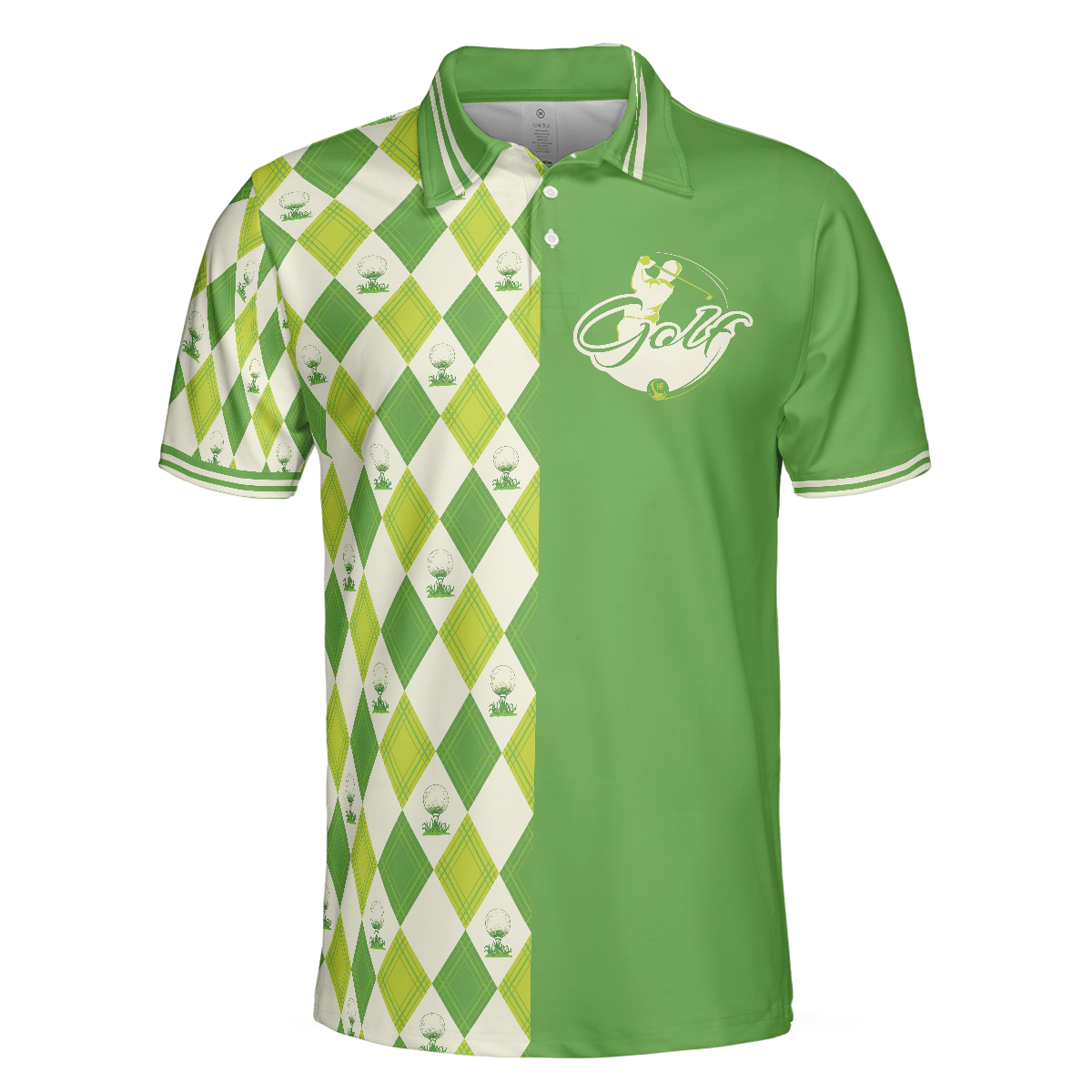 Men Golf Polo Shirt - I'm Not Swearing I'm Using My Golf Words Polo Shirt, Green Argyle Pattern Golf Shirt For Men, Golfers - Amzanimalsgift
