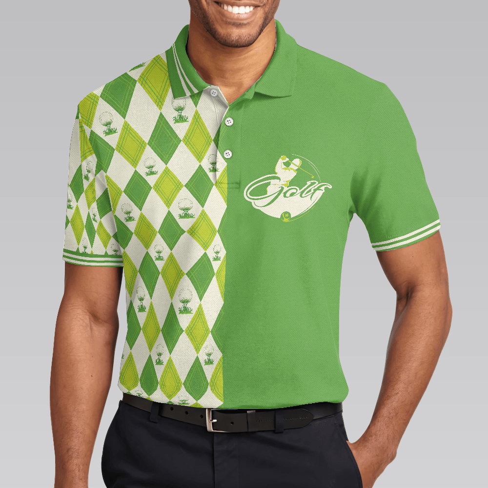 Men Golf Polo Shirt - I'm Not Swearing I'm Using My Golf Words Polo Shirt, Green Argyle Pattern Golf Shirt For Men, Golfers - Amzanimalsgift
