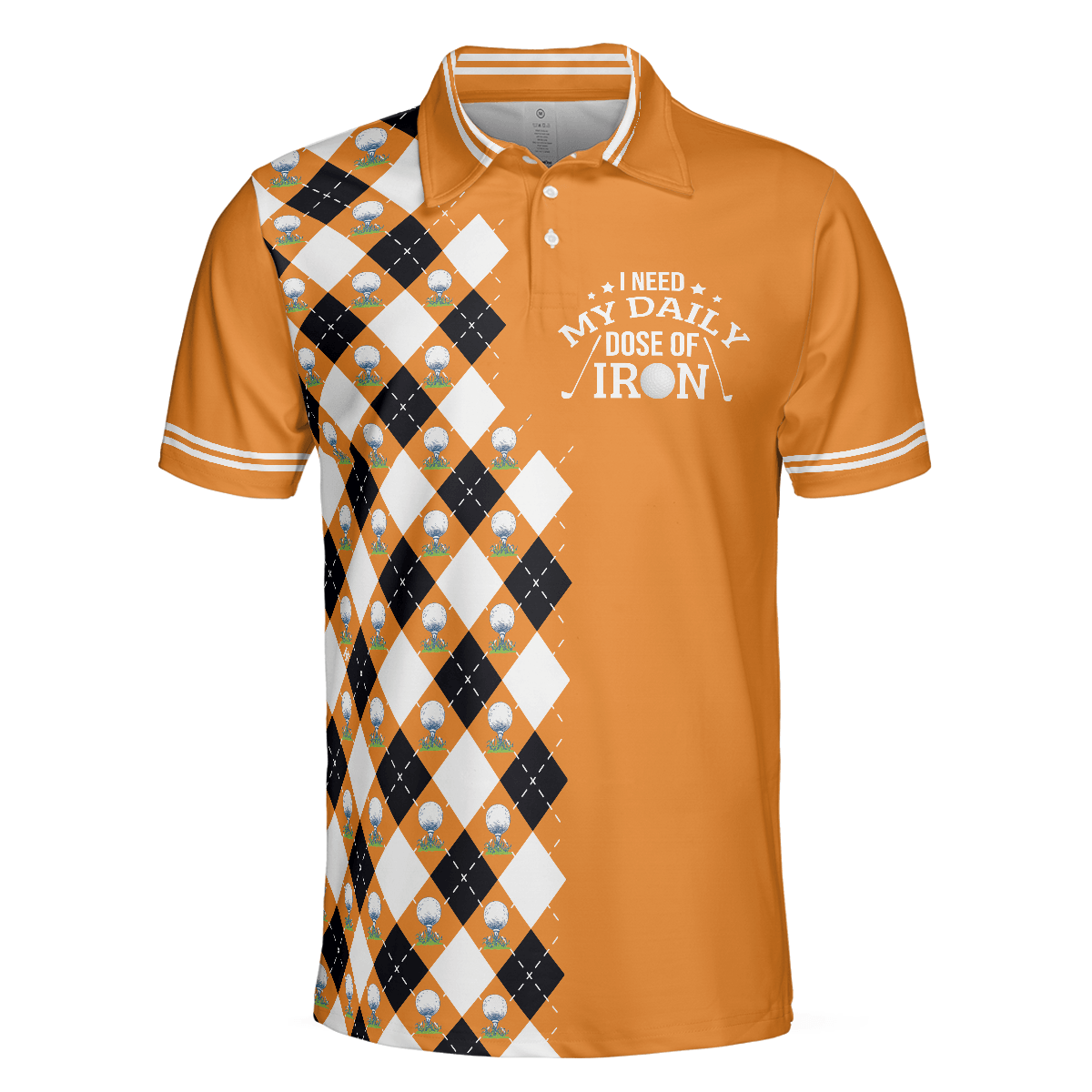 Men Golf Polo Shirt - I Need My Daily Dose Of Iron Remastered Polo Shirt, Argyle Pattern Polo Shirt, Best Golf Shirt For Men, Golfers - Amzanimalsgift