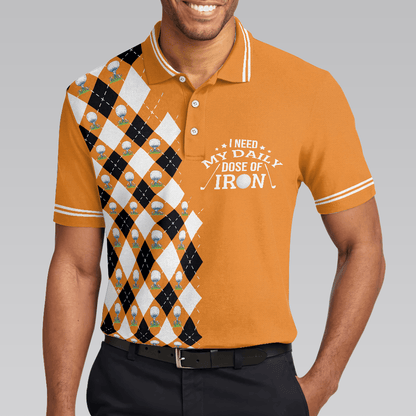 Men Golf Polo Shirt - I Need My Daily Dose Of Iron Remastered Polo Shirt, Argyle Pattern Polo Shirt, Best Golf Shirt For Men, Golfers - Amzanimalsgift