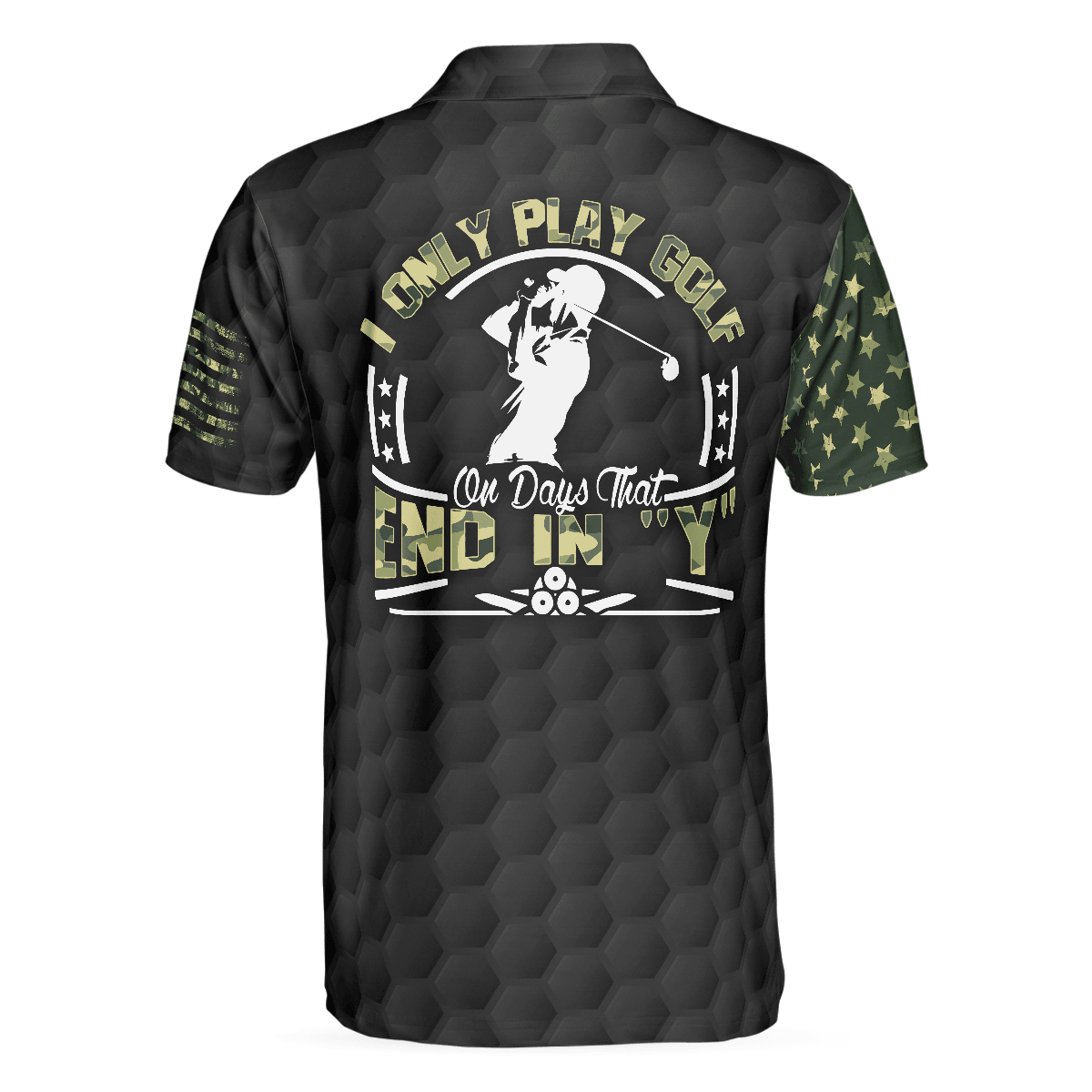 Men Golf Polo Shirt - I Only Play Golf On Days That End In "Y" Polo Shirt, Skull American Flag Golf Shirt For Men, Gift For Golfers - Amzanimalsgift