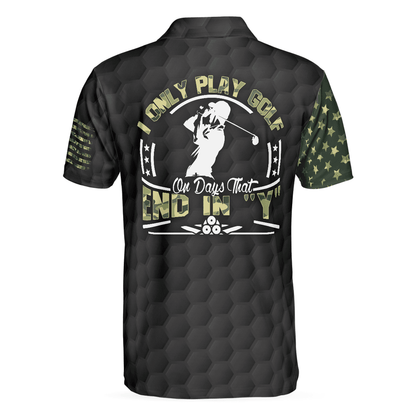 Men Golf Polo Shirt - I Only Play Golf On Days That End In "Y" Polo Shirt, Skull American Flag Golf Shirt For Men, Gift For Golfers - Amzanimalsgift