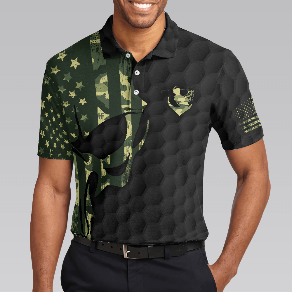 Men Golf Polo Shirt - I Only Play Golf On Days That End In "Y" Polo Shirt, Skull American Flag Golf Shirt For Men, Gift For Golfers - Amzanimalsgift