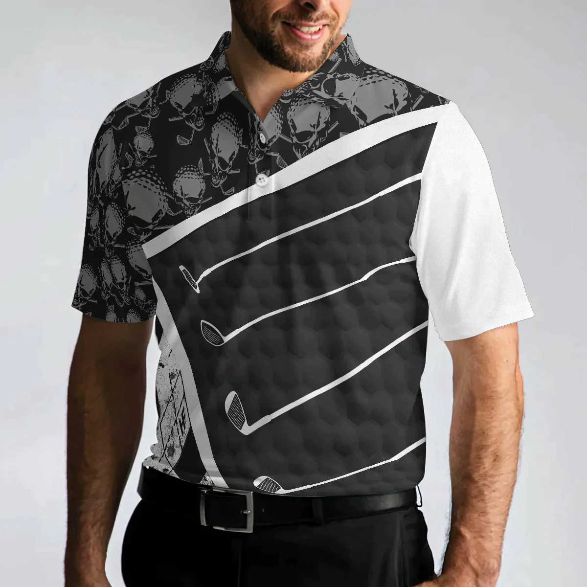 Men Golf Polo Shirt - Life Is Full Of Important Choices, Black And White Skull Men Golf Polo Shirt - Perfect Polo Shirt For Men, Golfers - Amzanimalsgift