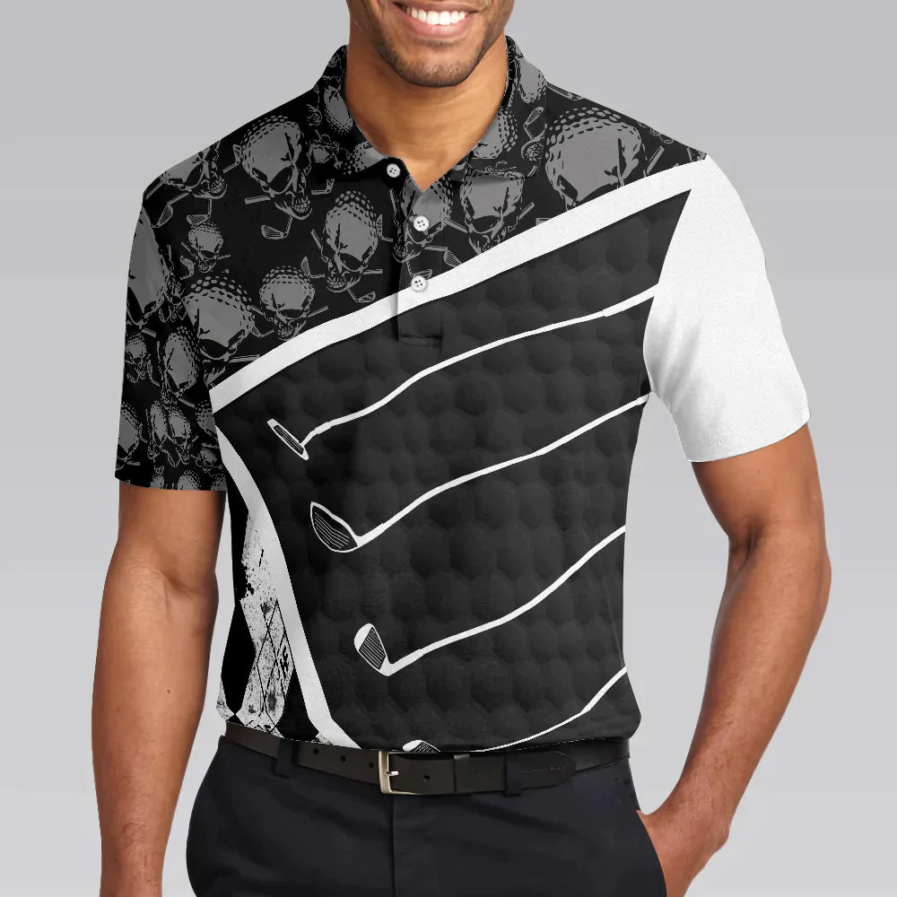 Men Golf Polo Shirt - Life Is Full Of Important Choices, Black And White Skull Men Golf Polo Shirt - Perfect Polo Shirt For Men, Golfers - Amzanimalsgift