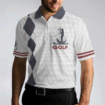 Men Golf Polo Shirt - Life Is Short Swing Hard, Grey Argyle Men Golf Polo Shirt - Perfect Polo Shirt For Men, Golfers - Amzanimalsgift