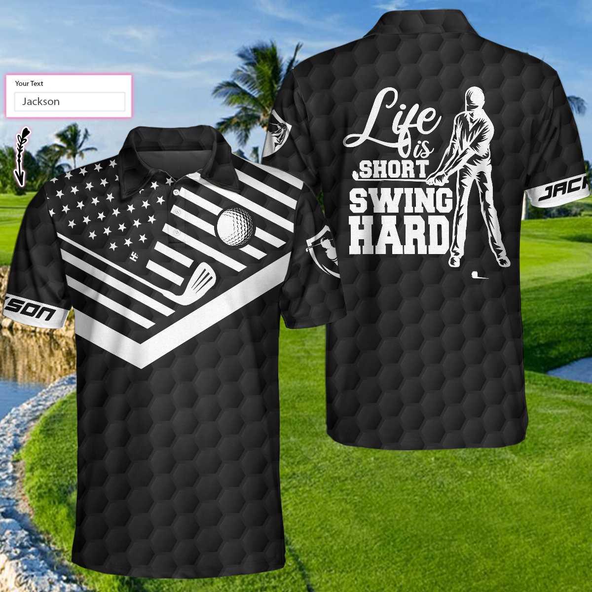 Men Golf Polo Shirt - Life Is Short Swing Hard Men Golf Polo Shirt - Perfect Polo Shirt For Men, Golfers - Amzanimalsgift