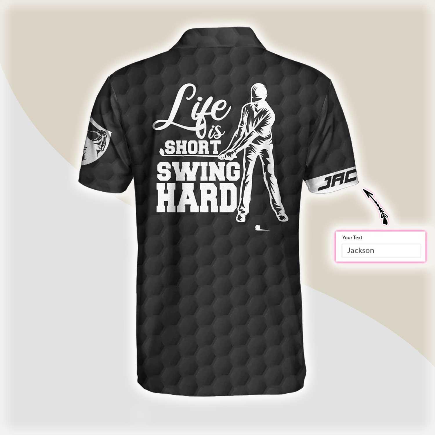 Men Golf Polo Shirt - Life Is Short Swing Hard Men Golf Polo Shirt - Perfect Polo Shirt For Men, Golfers - Amzanimalsgift
