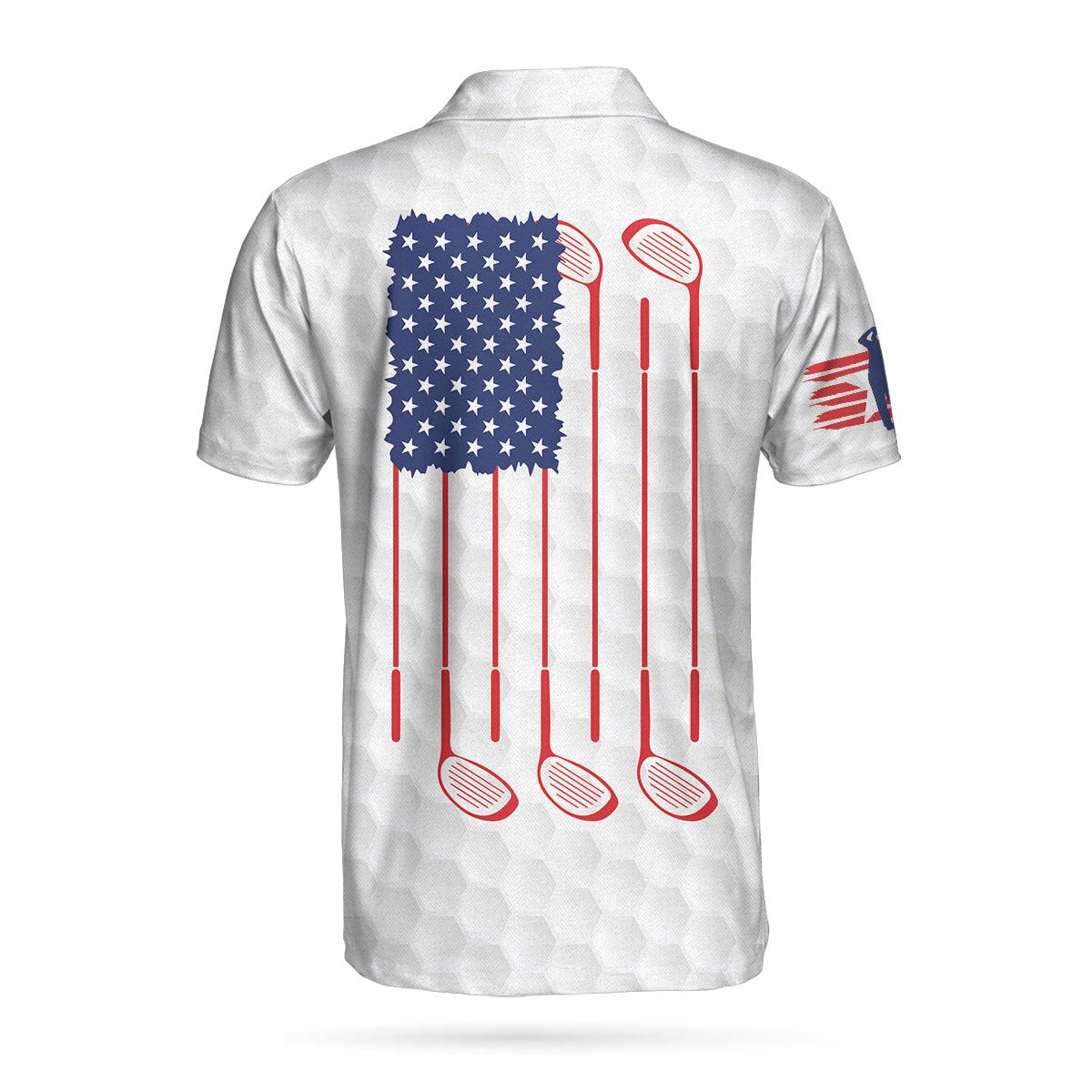 Men Golf Polo Shirt - Patriot White Golf Pattern Wet Paint Skull Men Polo Shirt, Golf American Flag Polo Shirt, Patriotic Golf Shirt For Men, Best Gift For Golfers - Amzanimalsgift
