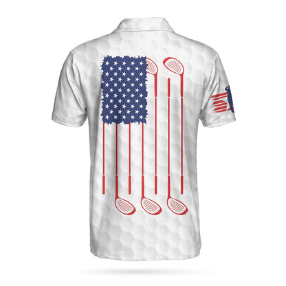 Men Golf Polo Shirt - Patriot White Golf Pattern Wet Paint Skull Men Polo Shirt, Golf American Flag Polo Shirt, Patriotic Golf Shirt For Men, Best Gift For Golfers - Amzanimalsgift