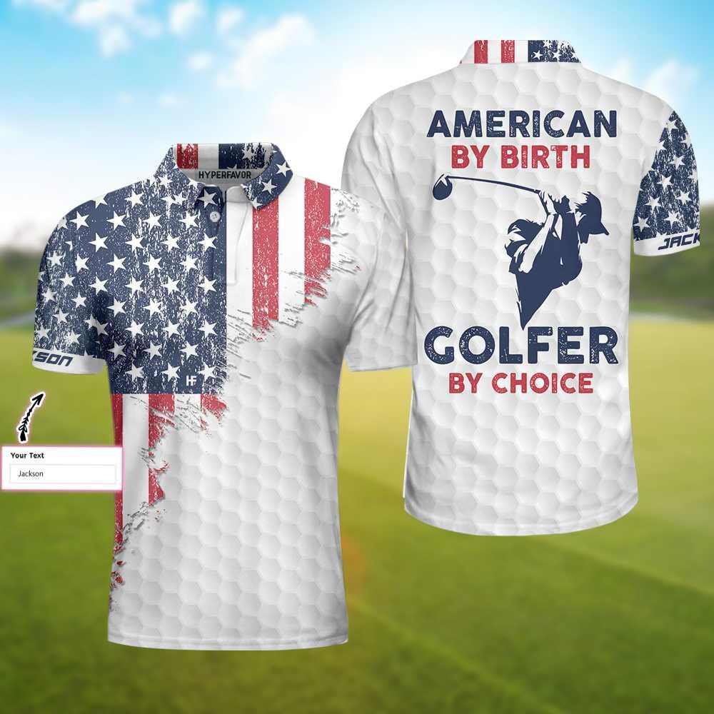 Men Golf Polo Shirt - Personalized American Flag 4th of july Golf Custom Polo Shirt, Customized Golfers Gift, American Flag - Perfect Gift For Men - Amzanimalsgift