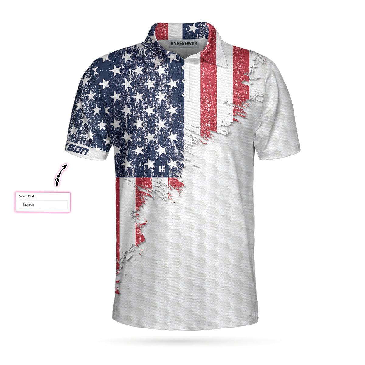 Men Golf Polo Shirt - Personalized American Flag 4th of july Golf Custom Polo Shirt, Customized Golfers Gift, American Flag - Perfect Gift For Men - Amzanimalsgift