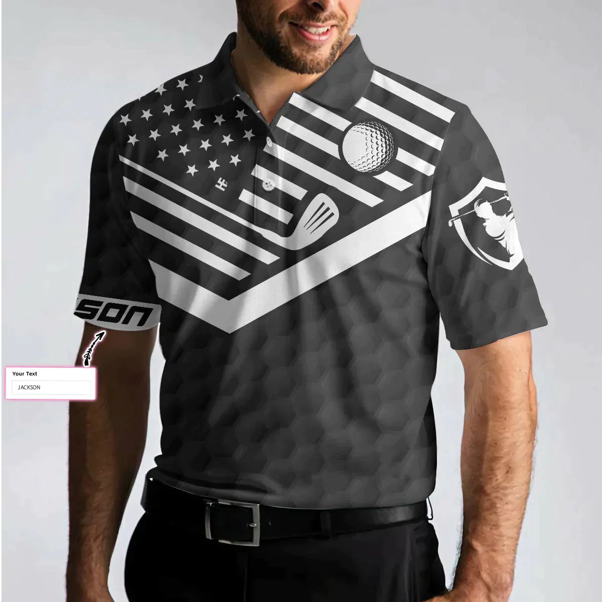 Men Golf Polo Shirt - Personalized Black American Flag Golf Men Polo Shirt, I'm A Golf Pro Custom Polo Shirt, Cool Gift For Golfers - Amzanimalsgift