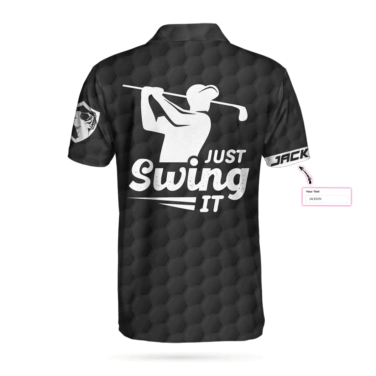 Men Golf Polo Shirt - Personalized Black American Flag Golf Men Polo Shirt, Just Swing It Golf Custom Shirt For Male, Golf Lover - Amzanimalsgift