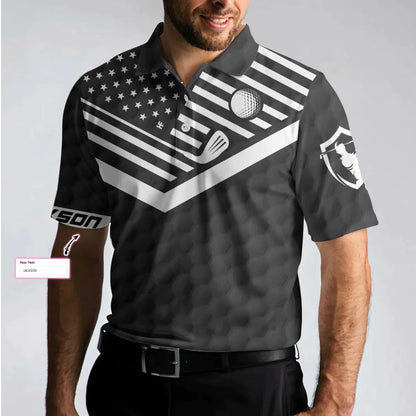 Men Golf Polo Shirt - Personalized Black American Flag Golf Men Polo Shirt, Just Swing It Golf Custom Shirt For Male, Golf Lover - Amzanimalsgift