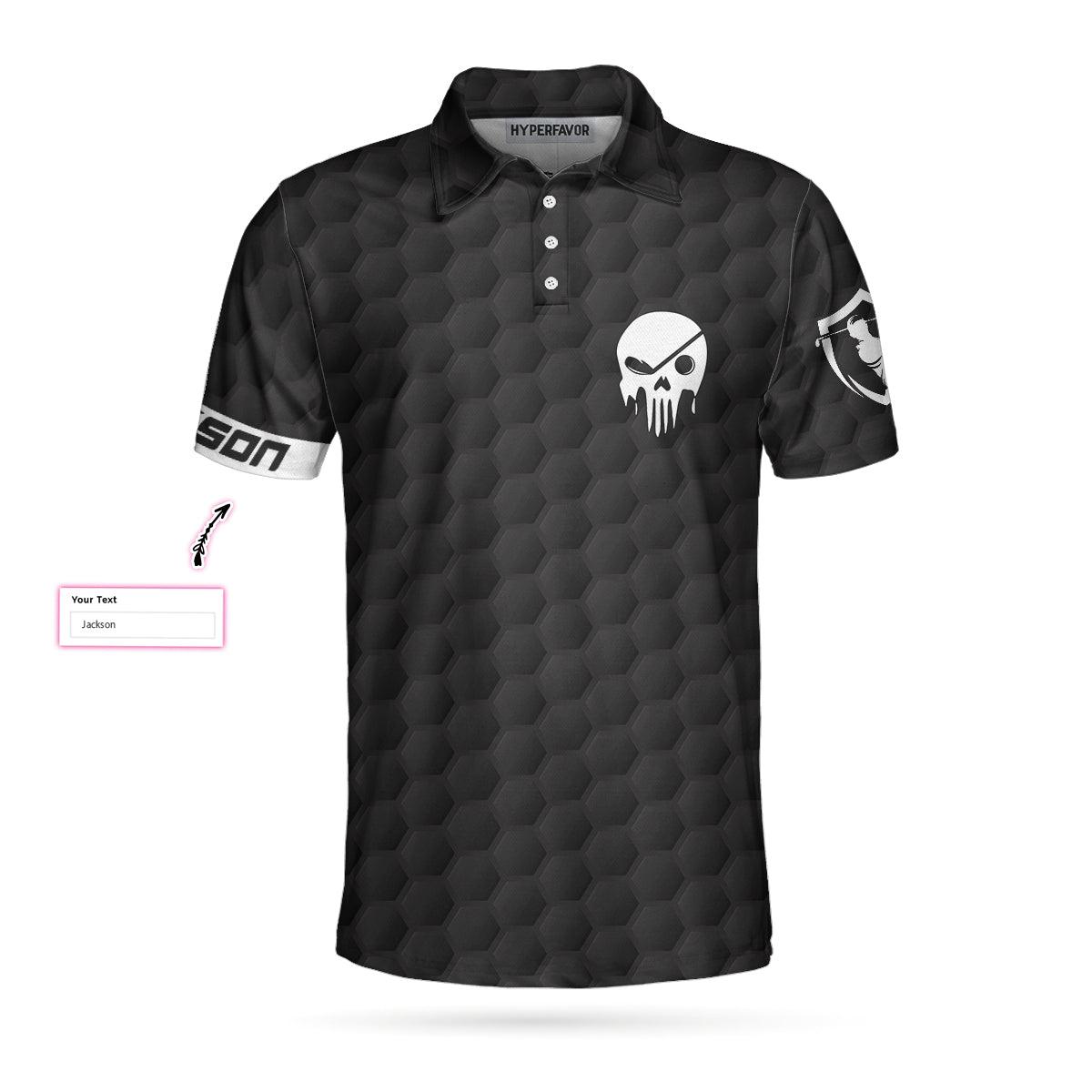 Men Golf Polo Shirt - Personalized Black Skull Golfing Men Polo Shirt, Grass Destroyer Custom Polo Shirt Design, Golf Gift Idea For Men, Golfers - Amzanimalsgift