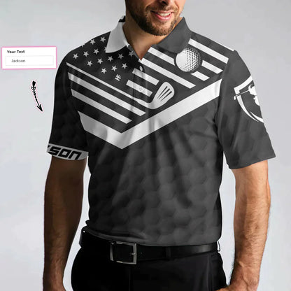Men Golf Polo Shirt - Personalized Golf American Flag Golf Polo Shirt, I'd Tap That Golf Custom Shirt For Men, Gift Idea For Male Player - Amzanimalsgift