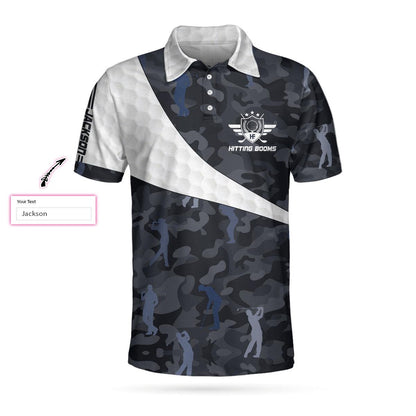 Men Golf Polo Shirt - Personalized Golf Ball And Camo Pattern Men Polo Shirt, Hitting Booms Camo Pattern Custom Polo Shirt, Best Golf Shirt For Men - Amzanimalsgift