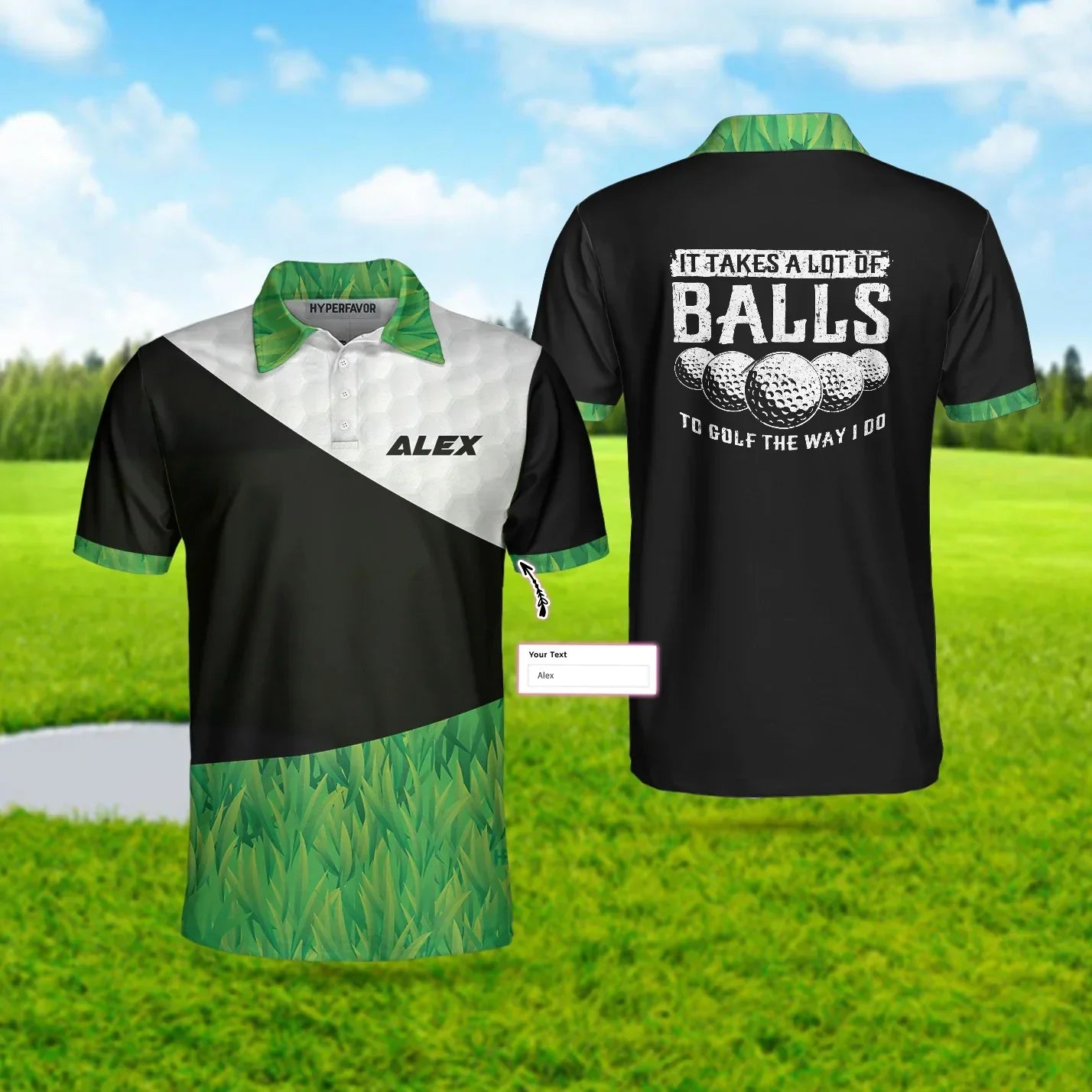 Men Golf Polo Shirt - Personalized Golf Course Golf Ball Men Polo Shirt, It Takes A Lot Of Balls To Golf The Way I Do Custom Polo Shirt - Amzanimalsgift