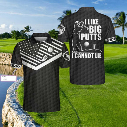 Men Golf Polo Shirt - Personalized Golf Gift, I Like Big Putts I Cannot Lie Custom Polo Shirt, Best Golf Shirt For Men, Golfers - Amzanimalsgift