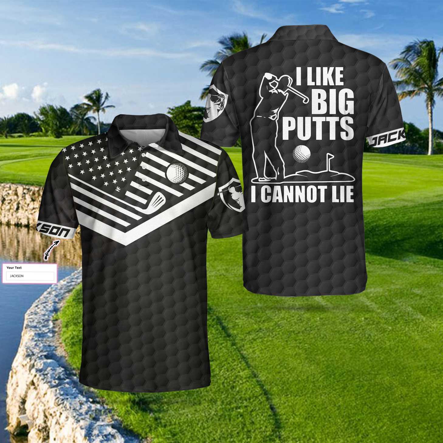 Men Golf Polo Shirt - Personalized Golf Gift, I Like Big Putts I Cannot Lie Custom Polo Shirt, Best Golf Shirt For Men, Golfers - Amzanimalsgift