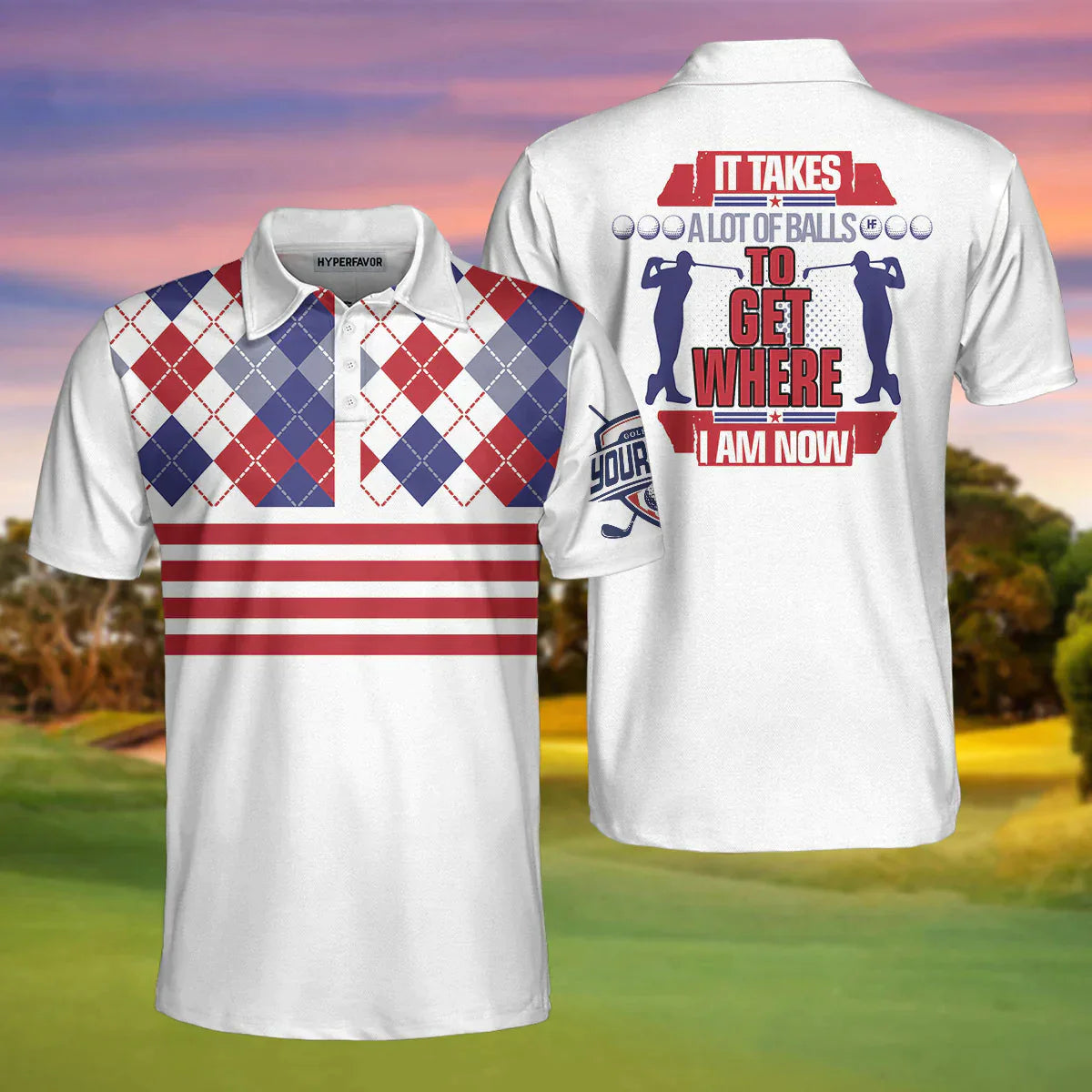 Men Golf Polo Shirt - Personalized Golf Gift Idea Men Polo Shirt, It Takes A Lot Of Balls To Get Where I Am Men Polo Shirt - Amzanimalsgift
