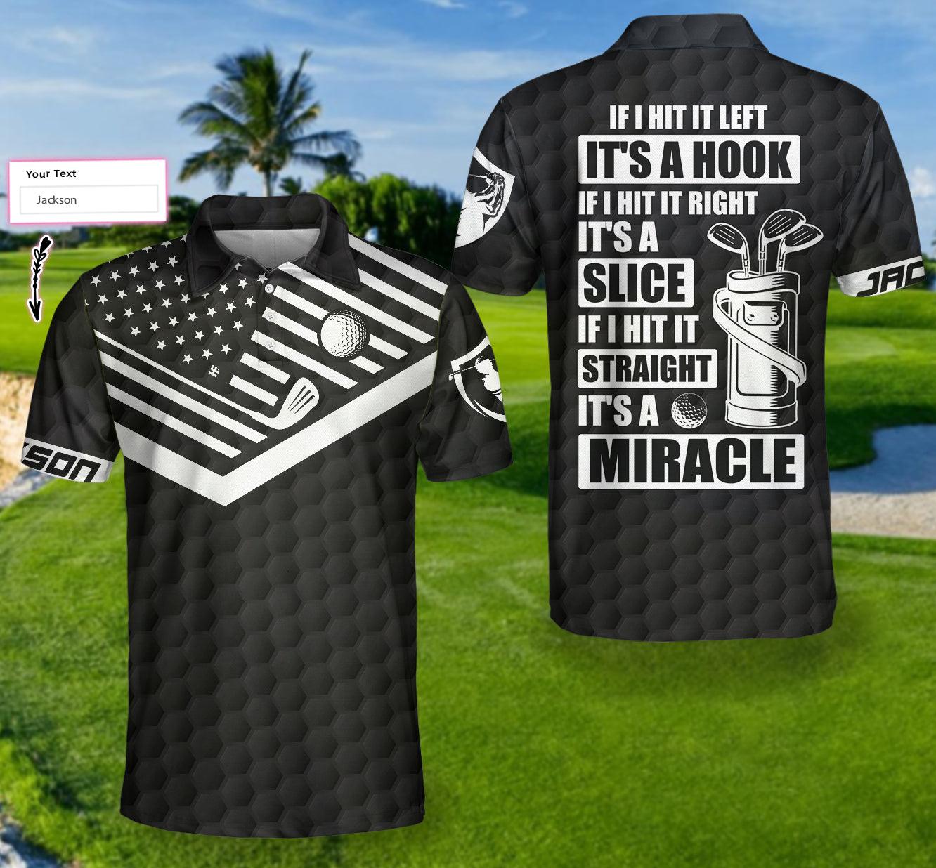 Men Golf Polo Shirt - Personalized Golf Men Polo Shirt, If It Hit Left Black American Flag Men Golf Polo Shirt - Perfect Polo Shirt For Men, Golfers - Amzanimalsgift