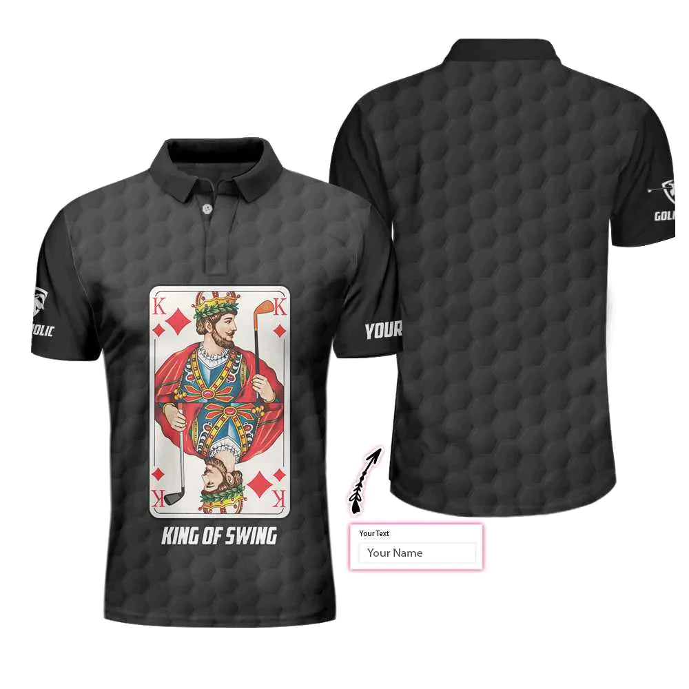 Men Golf Polo Shirt - Personalized Golfing King Card Men Polo Shirt, King Of Swing Golf Custom Polo Shirt, Best Golf Shirt For Men, Golfers - Amzanimalsgift