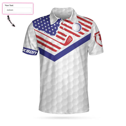 Men Golf Polo Shirt - Personalized White Golf Pattern Men Polo Shirt, Golf American Flag New Custom Polo Shirt, Patriotic Golf Shirt For Men, Golfers - Amzanimalsgift
