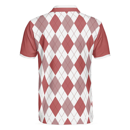 Men Golf Polo Shirt - Red Argyle Pattern Skeleton Golfer Men Polo Shirt, King Of The Golf Course Golf Polo Shirt, Best Golf Shirt For Male - Amzanimalsgift