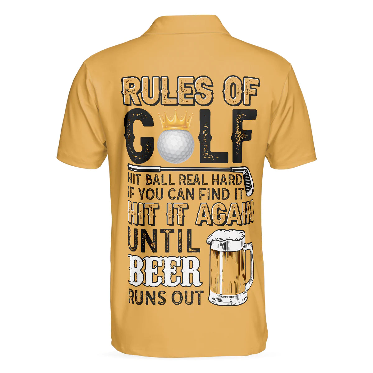 Men Golf Polo Shirt - Rules Of Golf Men Polo Shirt, Black And Orange Golfing Shirt With Sayings, Cool Golf Gift For Men, Golfers - Amzanimalsgift