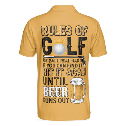 Men Golf Polo Shirt - Rules Of Golf Men Polo Shirt, Black And Orange Golfing Shirt With Sayings, Cool Golf Gift For Men, Golfers - Amzanimalsgift