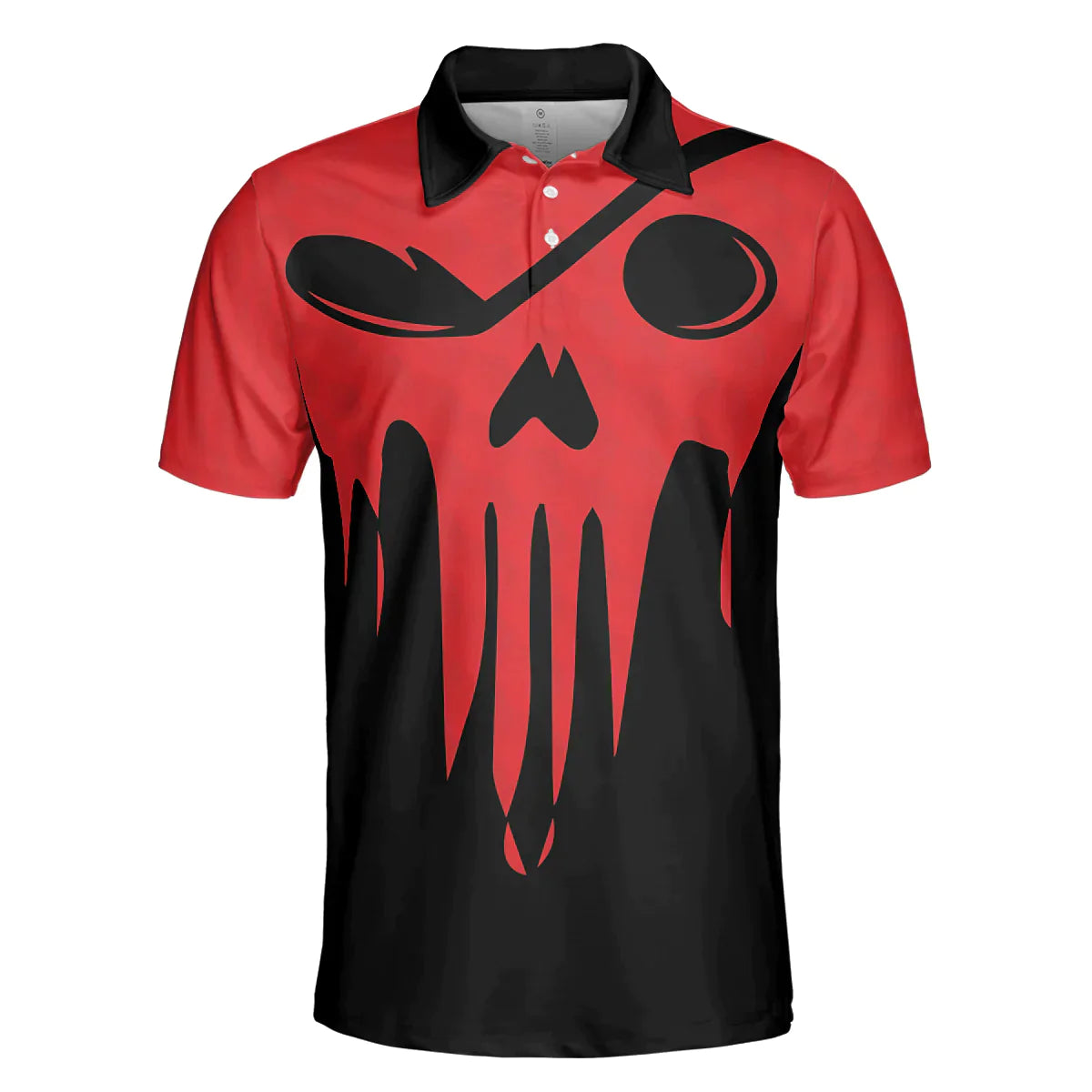 Men Golf Polo Shirt - Scary Skull Polo Shirt, Less Talk More Golfing Shirt, Black And Red Men Golf Polo Shirt - Perfect Polo Shirt For Men, Golfers - Amzanimalsgift